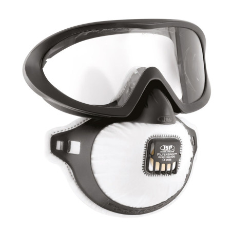 Lunette + masque jetable FFP2 avec valve FILTERSPEC PRO