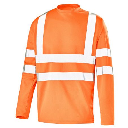 T-shirt orange fluo haute visibilité manches longues T-shirt orange fluo haute visibilité manches longues