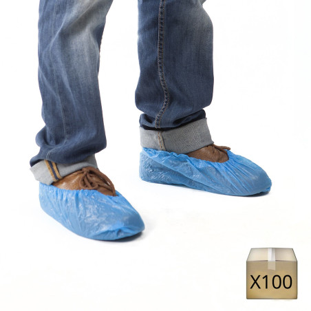 Couvre chaussures jetables bleues en CPE