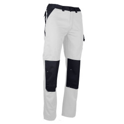WWOO Homme Pantalon de Travail Blanc Pur Pantalons médical Taille Elastique pour Coton Opaque 