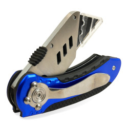 Cutter pliant Alu bleu lame 18mm + étuis de 10 lames 567820 KELI