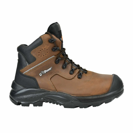 Chaussures de sécurité BTP pour chantier UPower GREENLAND UK de couleur marron | brodequin de sécurité sans métal