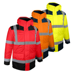 Parka haute visibilité professionnel de travail homme transport chantier  manutention artisan, HVSH01