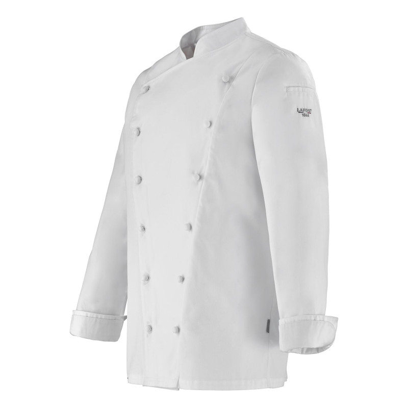 Veste Chef Turnip Lafont Homme Blanche - Serger Polyester Coton, Manches Courtes, XL