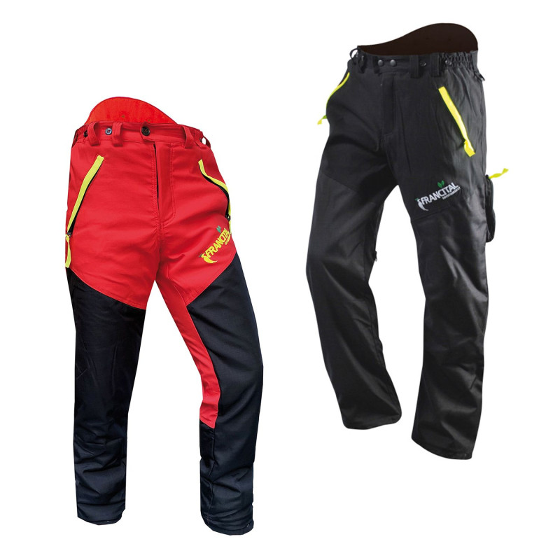 Pantalon anti-coupure Forest rouge et jaune