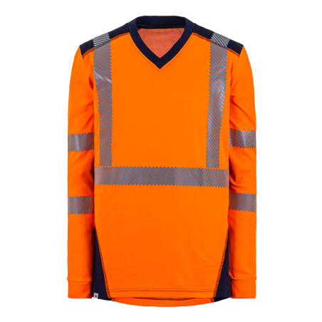 T shirt respirant haute visibilité été T2S JAKARTA manches longues orange hivi T shirt respirant haute visibilité été T2S JAKARTA manches longues orange hivi