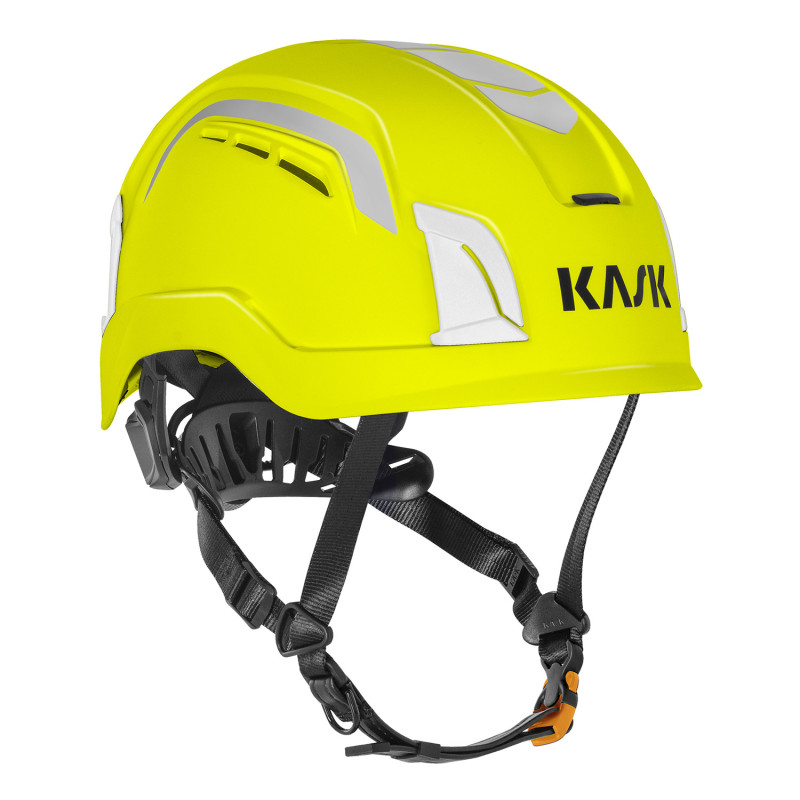 casque chantier jaune fluo