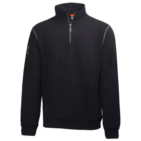 Sweat professionnel zippé col montant 100% coton Helly Hansen Workwear OXFORD noir Sweat professionnel zippé col montant 100% coton Helly Hansen Workwear OXFORD noir