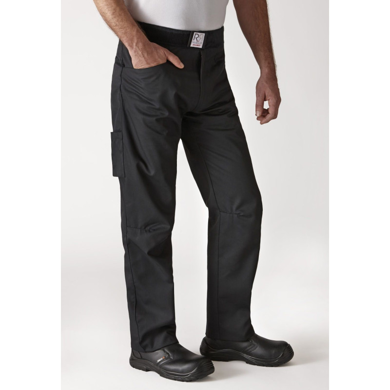 Pantalon de cuisine Noir Taille elastique bas réglable