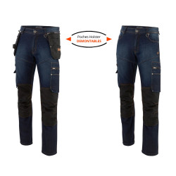 Jean de travail brut genouillères poches Holster démontables PULS DENIM - Devant