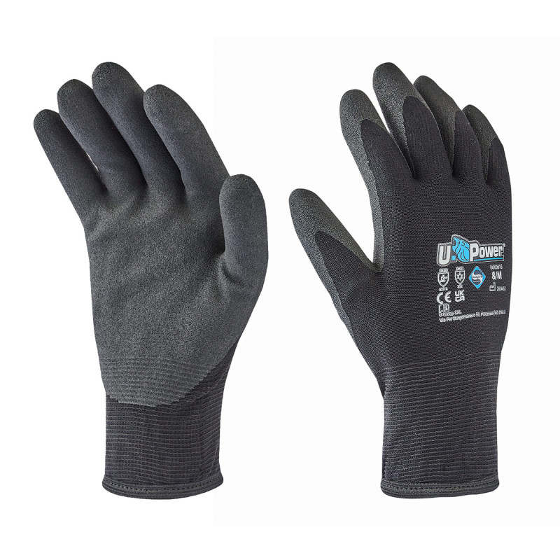 Gants De Travail D'hiver LANON - Imperméables, Double Couche Caoutchouc, Antidérapants, Taille L, Gris