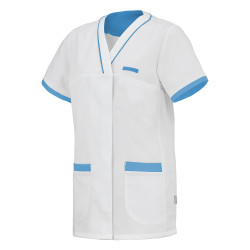 tunique sage-femme Semi Cintrée Turquoise / Blanc