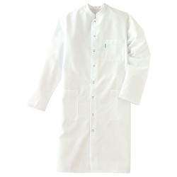 Blouse médicale homme blanche à manches longues en polycoton - vue à plat