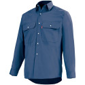Chemise professionnelle bleu marine Lafont 100% coton, collection Work Profile, manches longues, modèle ROAD