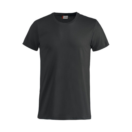 Tee shirt pro 100% coton noir Clique à col rond BASIC-T - vue devant Tee shirt pro 100% coton noir Clique à col rond BASIC-T - vue devant