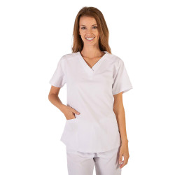 Tunique manches courtes antibactérienne femme blanc