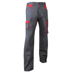 Pantalon de travail Industrie LMA LIN bicolore gris et rouge