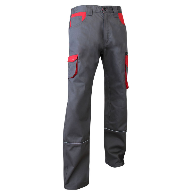 Pantalon de travail Industrie LMA LIN bicolore gris et rouge