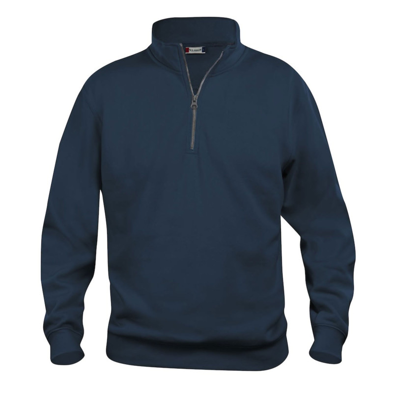 Sweat professionnel bleu marine pas cher Clique BASIC HALF ZIP