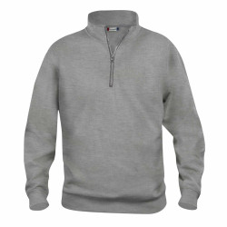 Sweat de Travail pas cher gris mélangé Clique BASIC HALF ZIP