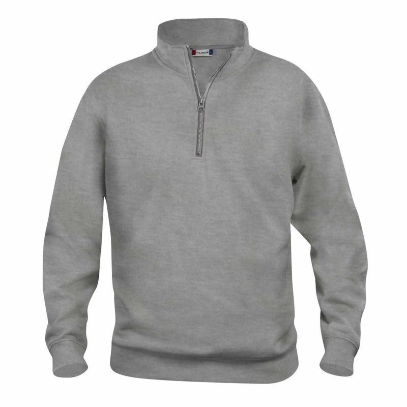 Sweat de Travail pas cher gris mélangé Clique BASIC HALF ZIP