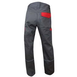 Pantalon professionnel Industrie LMA LIN bicolore gris et rouge - vue de dos