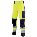 Pantalon multinormes HV Lafont poches genoux MARS collection Protect HIVI jaune fluo bleu marine