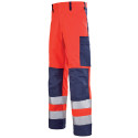 Pantalon haute visibilité multirisques entretien industriel Lafont MARS collection Protect HIVI rouge fluo bleu marine