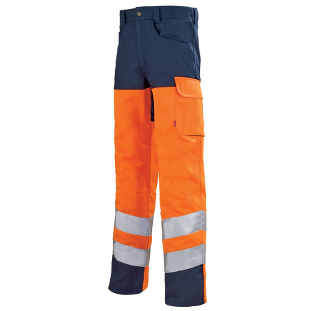 Pantalon de travail Haute Visibilité Lafont IRIS collection Work Vision 2 orange fluo bleu marine