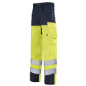 Pantalon de signalisation Haute Visibilité Lafont IRIS collection Work Vision 2 jaune fluo bleu marine