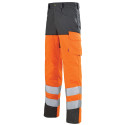 Pantalon orange fluo Haute Visibilité Lafont IRIS collection Work Vision 2 contrasté gris charcoal