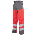 Pantalon Lafont Haute Visibilité IRIS collection Work Vision 2 rouge fluo gris acier