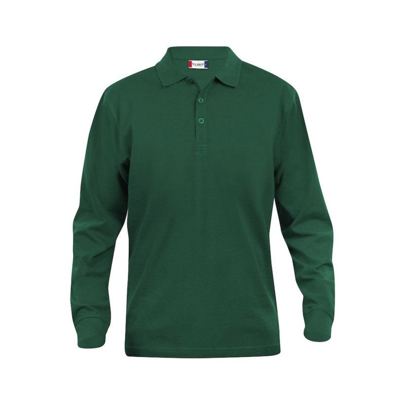 Polo de jardinier pas cher à manches longues 100% Coton Clique CLASSIC LINCOLN vert foncé