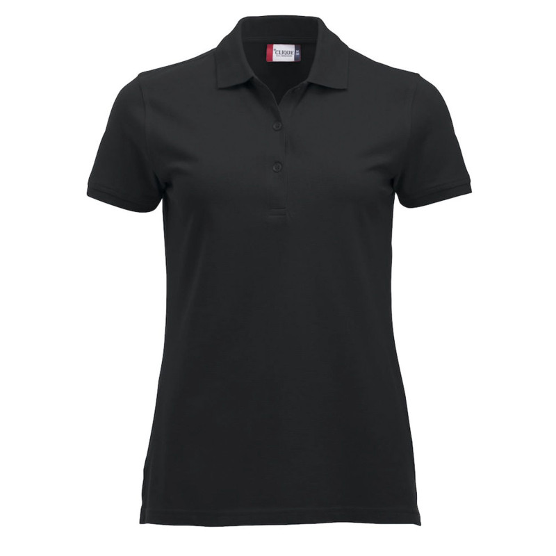 Polo Restauration noir pas cher femme Clique