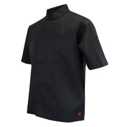 Veste de cuisine noire pas cher LMA à manches courtes ECUMOIRE