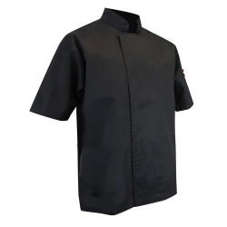 Une veste de cuisine noire pas cher en polycoton à petit prix. Cette veste de cuisine à manches courtes de marque LMA complètera parfaitement votre tenue de restauration professionnelle.
