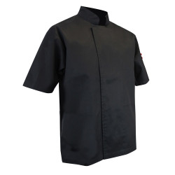 Veste de cuisine professionnelle noire pas cher en polycoton LMA à manches courtes ECUMOIRE