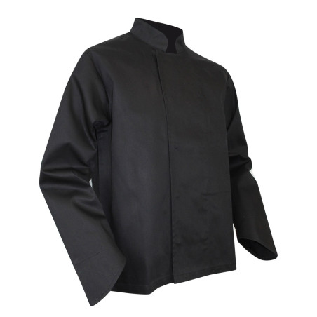 Veste de cuisine noire pas cher LMA en polycoton et à manches longues PASSOIRE