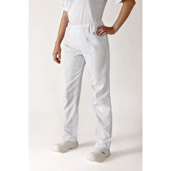 Pantalon médical femme blanc | Pantalon de cuisine femme blanc | Pantalon professionnel blanc femme en TENCEL® Robur ROSACE