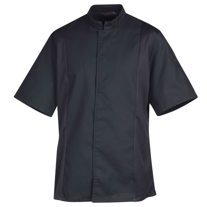 Veste de cuisine noire Robur à manches courtes SIAKA confortable et respirante