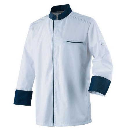 Veste de cuisine blanche contrasté denim à manches longues ABAX Robur Veste de cuisine blanche contrasté denim à manches longues ABAX Robur