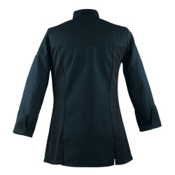 Veste de cuisine femme cintrée - nid d'abeilles - noire - col éponge - maille respirante - Robur