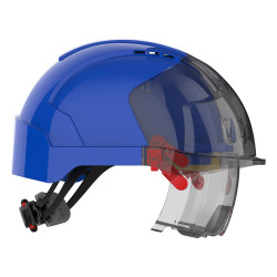 casque chantier bleu