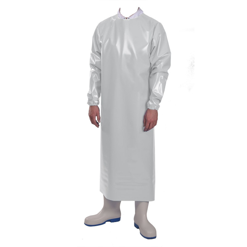 Tablier PU à manches Manulatex blanc