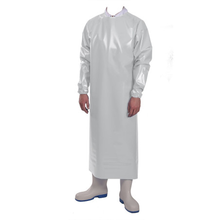 Tablier PU à manches Manulatex blanc
