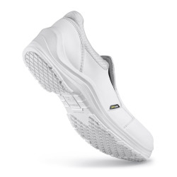 Mocassins de sécurité cuisine antidérapants blancs GUSTO Safety Jogger et Shoes For Crews S3 SRC