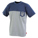 Tee-shirt professionnel bicolore bleu et gris chiné CAYUGA 100% coton Collection Stone by Lafont	