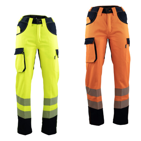 Pantalon Haute Visibilité POLARISATION LMA Orange Fluo - Norme EN20471 - Poches Genouillères