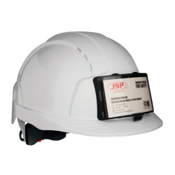 Casque de chantier avec porte-badge blanc JSP EVOLITE