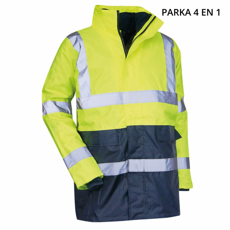 Parka 4 en 1 haute visibilité jaune LMA PREVENTION